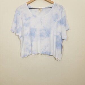NWT Billabong Breeze By Top Tie Dye Cropped Blue/White Size M
